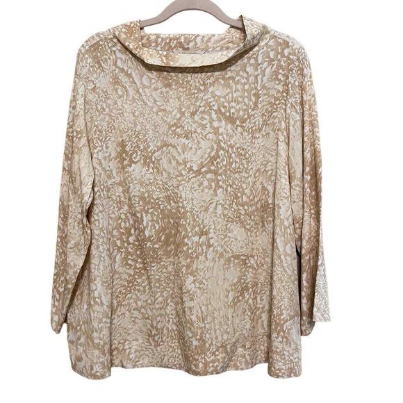 Soft Surroundings Abstract Print Mock Neck Jersey Stretch Top Womens Large Rayon - Picture 1 of 6